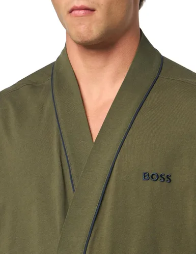 Vista 2 de BOSS Bata kimono de algodón para hombre Verde Oliva Profundo