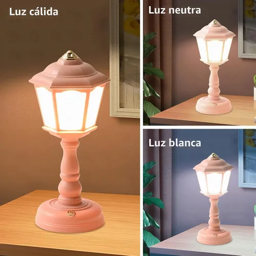 Vista 3 de Mini lámpara de escritorio vintage, lámpara de escritorio LED, lámpara de mesa regulable, lámpara de lectura con puerto de carga USB, control