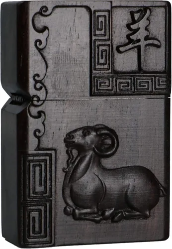 Vista 11 de Caja de carcasa de madera de ébano negro natural tallada para módulo Zippo (Serpiente Cobra)