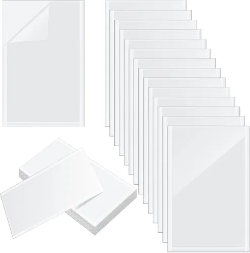 Vista 8 de Gueevin 100 unidades de 2 x 3.5 pulgadas, bolsillos autoadhesivos para exhibición, fundas de papel transparente para pared y puerta, protector