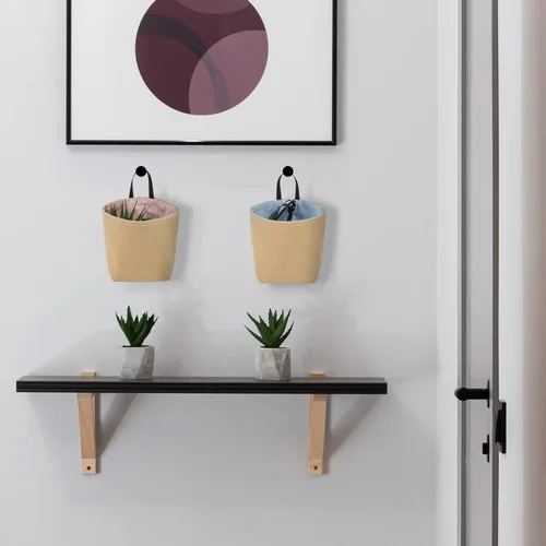 Vista 7 de CM Mini cesta colgante, pequeña bolsa de almacenamiento decorativa para pared y puerta, cesta plegable, 2