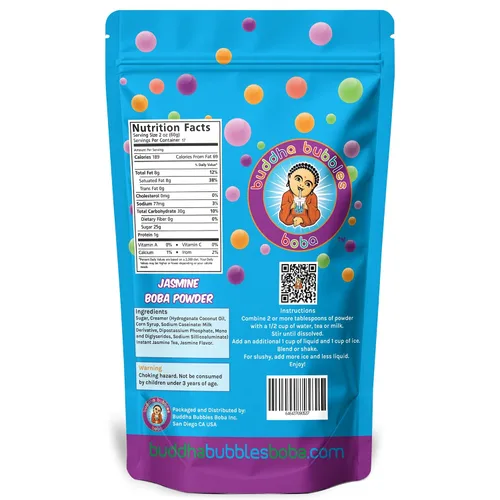 Vista 2 de Buddha Bubbles Boba - Mezcla de bebida en polvo de té verde de jazmín con leche y té de burbujas (2.2 libras / 2.2 lbs)
