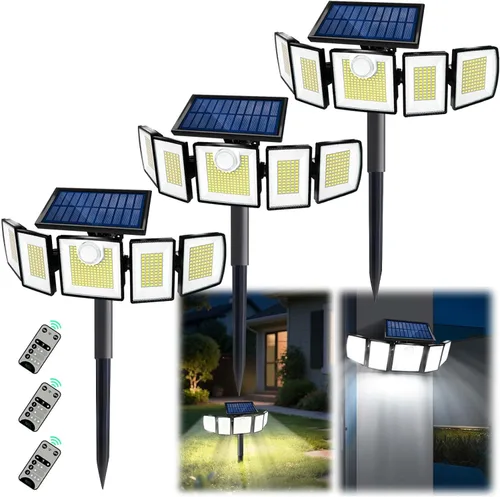Vista 14 de MDCMDCM Luces solares para exteriores, sensor de movimiento impermeable, 416 LED, 3000 lúmenes, súper brillante, 3 brillo; 3 modos, iluminación
