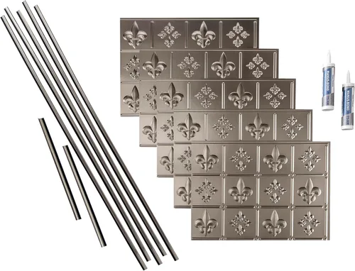Vista 15 de FASÄDE Fleur de Lis - Kit decorativo de vinilo para salpicaduras de 15 pies cuadrados, color blanco brillante