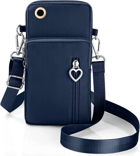 Vista 9 de Bolso cruzado para teléfono para mujer, bolso cruzado pequeño de nailon para hombro, bolso de brazo, bolso para teléfono celular, con puerto
