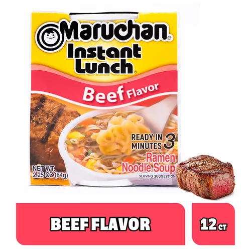 Vista 3 de Maruchan Almuerzo Instantáneo de Carne de Res, 2.25 Oz, Paquete de 12