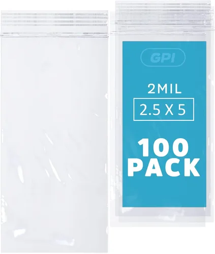Vista 24 de GPI - Paquete de 100 bolsas de plástico transparente con cremallera de 1 x 1 pulgada de grosor, bolsas de plástico transparente con cierre
