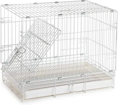 Vista 5 de Durable fácil portátil de metal de viaje o veterinario plegable loros aves jaula a prueba de mordeduras con comederos de acero inoxidable soporte