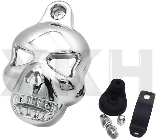 Vista 7 de SMT-Cubierta de cuerno de calavera cromada compatible con Harley Big Twins V-Rods Stock Cowbell 1992-2013 [B00RUEPWSE]