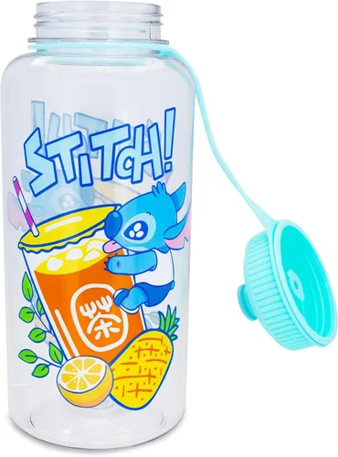 Vista 2 de Disney Lilo & Stitch Bubble Tea Botella de agua de plástico con tapa deportiva resistente a fugas Capacidad para 34 onzas
