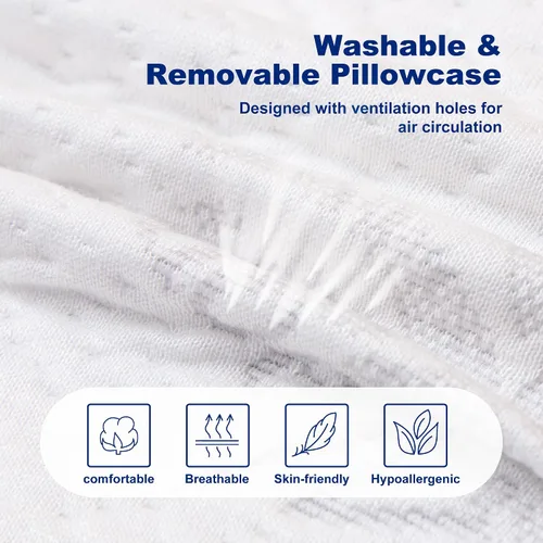 Vista 8 de MLILY Almohada cervical para dormir de lado, almohada cervical para el dolor de cuello, almohada de espuma viscoelástica con infusión de carbón