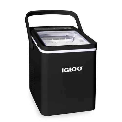 Vista 21 de Igloo Máquina de hielo de encimera autolimpiante, compacta y portátil, crea 26 libras por día, 8 piezas listas cada 7-8 minutos, incluye pala