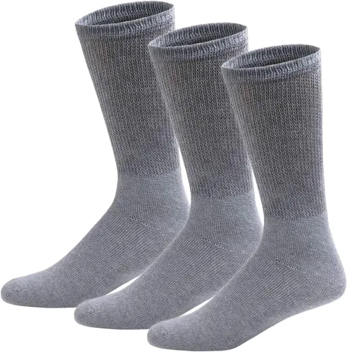 Vista 11 de 6 pares de calcetines tipo crew de algodón para diabéticos sin compresión para neuropatía