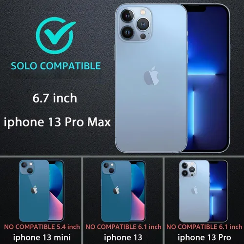 Vista 2 de YKHJKLEC para iPhone 13 Pro Max, funda militar grado 3 en 1 resistente a golpes/caídas/polvo con 2 piezas de protector de pantalla de vidrio Azul