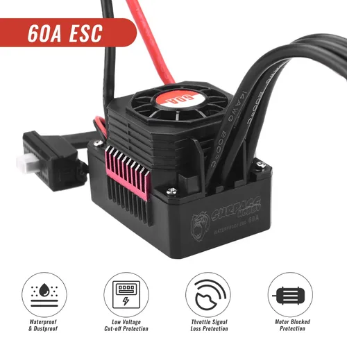 Vista 2 de Surpass Hobby 3660 4200KV Motor 60A ESC Combo para camiones RC 1/10