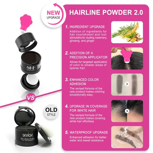 Vista 8 de Polvo para Línea de Cabello Sevich 2.0, Oculta Instantáneamente la Pérdida de Cabello, Polvo para Toque de Raíces, Sombra de Cabello para Mujeres
