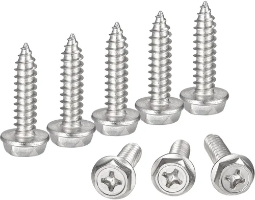 Vista 21 de uxcell Phillips - Tornillos autorroscantes para arandela hexagonal, M4 x 0.472 in, acero inoxidable 304, brida hexagonal, 25 piezas