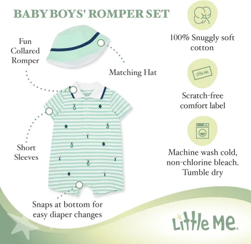 Vista 12 de Little Me Conjunto de mameluco y sombrero de 2 piezas para bebés niños