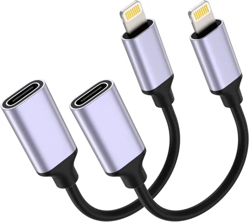 Vista 7 de TechMatte Adaptador de cable USB C a Lightning macho hembra, 27 W PD carga rápida solo compatible con iPhone, iPad, iPod, AirPods, sin audio,