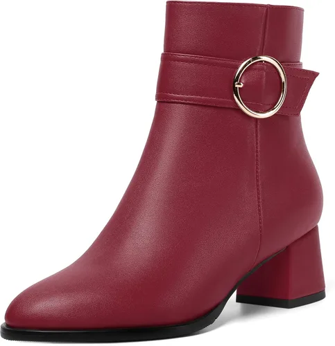 Vista 8 de MERRORI Botas altas de tacón bajo mate mate con cremallera y punta redonda para mujer, 2 pulgadas Beige
