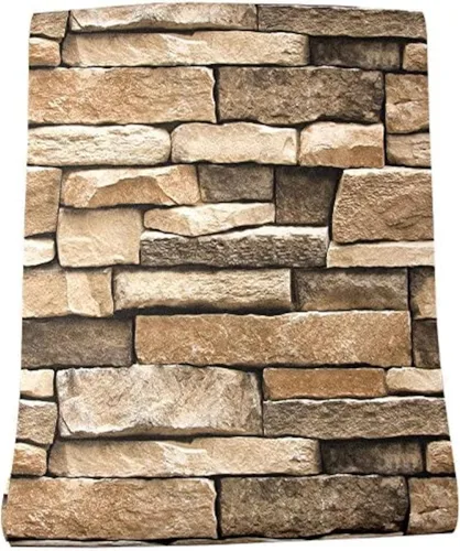 Vista 5 de Papel Tapiz de Piedra Despegar y Pegar - Papel Tapiz Autoadhesivo y Removible Decoraciones de Piedra Papel de Contacto 17.7"x78.8" Vinilo