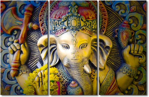 Vista 62 de TUMOVO Arte de pared de Dios hindú para sala de estar, lienzo de Ganesha, arte de pared de escultura de elefante, cuadros modernos, arte