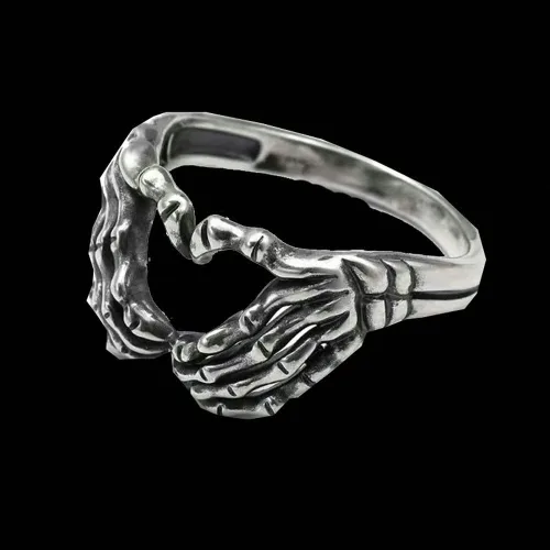 Vista 4 de Anillo de corazón retro personalizado para hombres, mujeres, niñas, niños, gótico a juego para parejas, nudillos, cola de nudillos, anillos de dedo