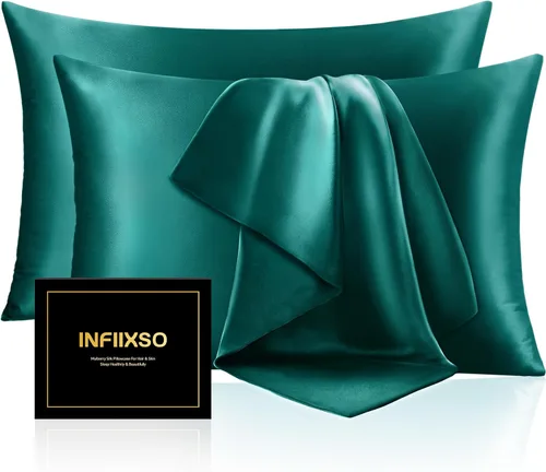 Vista 49 de INFIIXSO Funda de almohada de seda de morera, para cabello y piel, tamaño estándar, cremallera oculta, 20 x 26 pulgadas, suave y refrescante