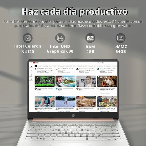 Vista 2 de HP 2022 Stream - Laptop BrightView HD de 14 pulgadas, Intel Celeron N4120, 4 GB de RAM, 64 GB SSD, gráficos Intel HD, cámara web 720p, 1 año Office