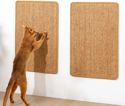 Vista 15 de Conlun Rascador de pared para gatos, alfombrilla rascador de sisal de doble Beige