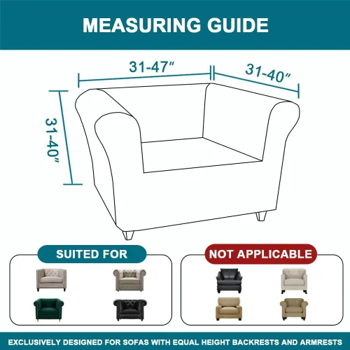 Vista 6 de Turquoize Funda elástica para silla estilo Chesterfield para sala de estar, 1 pieza, funda de sofá suave y antideslizante con tela jacquard gruesa