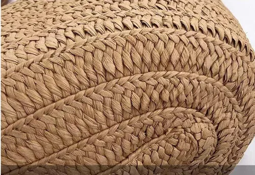 Vista 5 de Bolsa de playa de verano para mujer, hecha a mano, grande, de paja, bolso de mano para mujer
