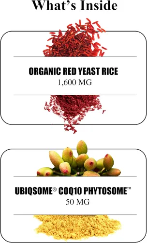 Vista 4 de Durable Arroz de levadura roja, mejorado con CoQ10, manejo del colesterol extra fuerte, salud cardíaca, flujo sanguíneo saludable, 1600 mg de arroz