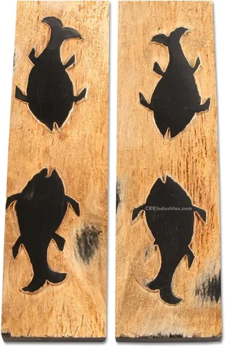 Vista 14 de Báscula de mango de cuerno de búfalo (corteza) - (Amber/Black) - (3.50 x 1.125 x 0.187)