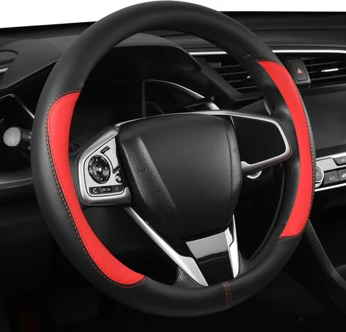 Vista 10 de Szttswamp - Funda para volante de automóvil, piel de microfibra, 14.5-15 pulgadas (negro)