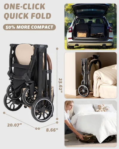 Vista 7 de HITTITE Pet Stroller with Weatherproof Cover, All-Terrain 4-Wheel Cat & Dog Stroller with Adjustable Canopy, Foldable Dog Strollers with Storage