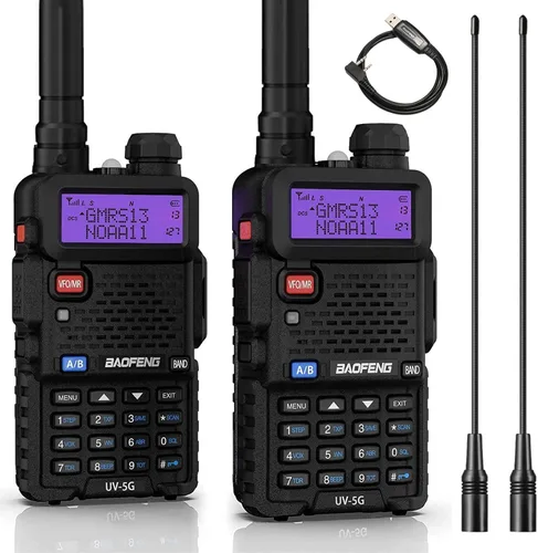 Vista 9 de BAOFENG Radio GMRS UV-5G (UV-5X), radio bidireccional recargable de largo alcance con recepción y escaneo meteorológico NOAA, radio de mano GMRS