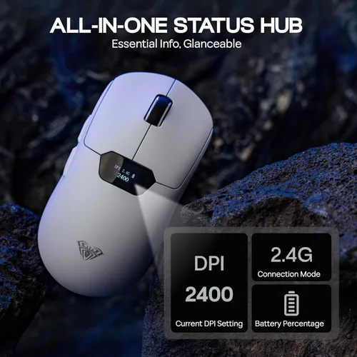 Vista 4 de MechLands Aula SC390 - Mouse ligero para juegos con pantalla de visualización, 2.4G/USB-C/BT mouse inalámbrico con batería de 400 mAh, ajustable