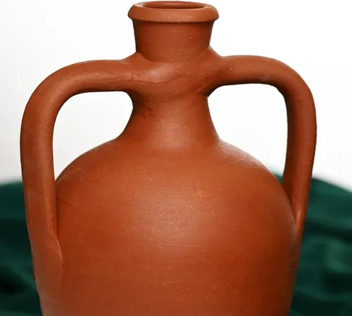 Vista 4 de Jarra de agua de ánfora de doble mango de terracota, jarra de arcilla, jarra de vino, jarrón de decoración del hogar, tarro de cerámica, regalo