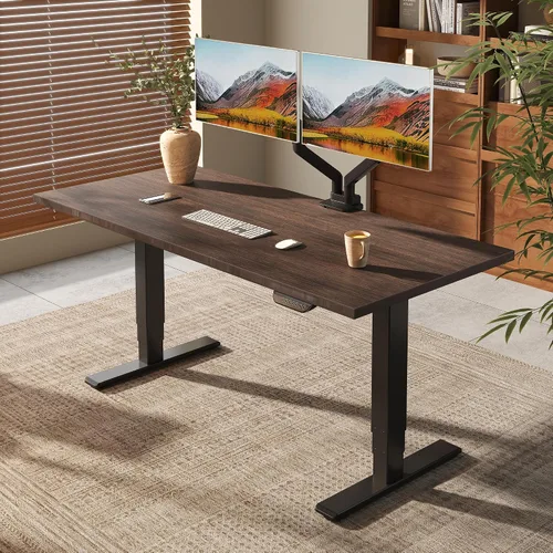 Vista 24 de FLEXISPOT E6 MAX Woodix - Escritorio de pie de madera maciza de acacia de 48 x 24 pulgadas, doble motor, resistente, capacidad de 330 libras