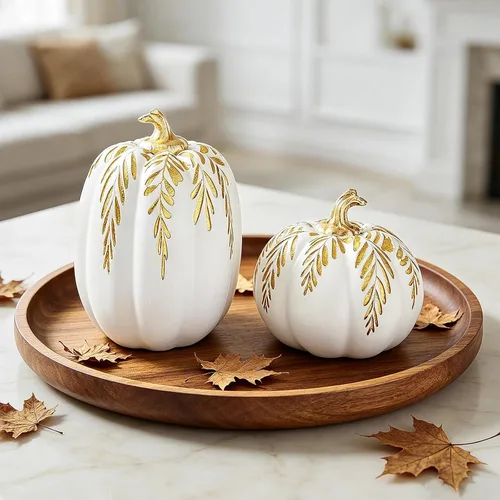 Vista 9 de DN DECONATION Decoraciones de calabaza de otoño para el hogar, calabazas Marrón