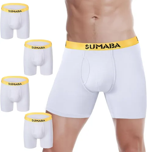 Vista 14 de SUMABA Calzoncillos tipo bóxer de pierna larga para hombre, con bolsa que no se suben para hombre 1 paquete: verde militar02