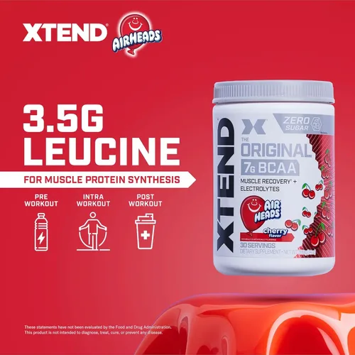 Vista 3 de Xtend Polvo Original BCAA, 7g de BCAAs y 2.5g de L-Glutamina para la Recuperación Muscular, Hidratación y Músculo Delgado, Bebida Sin Azúcar