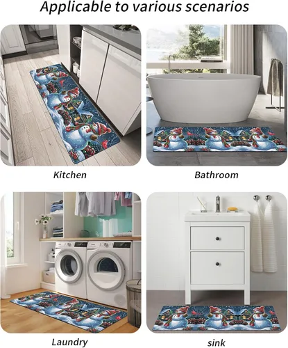 Vista 5 de Tapete de baño de muñeco de nieve para bañera, antideslizante, de secado rápido y absorbente, tierra de diatomeas, fregadero, dormitorio, cocina