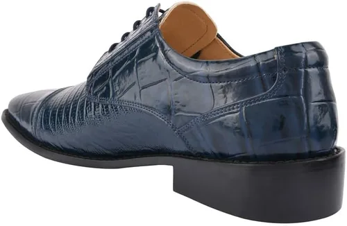 Vista 6 de Zapatos de baile para hombre - Zapatos de vestir Oxford con cordones de cuero genuino con estampado animal para hombre