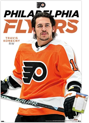 Vista 11 de Trends International Póster de pared de la NHL Philadelphia Flyers - Travis Konecny Feature Series 23 Versión enmarcada de caoba