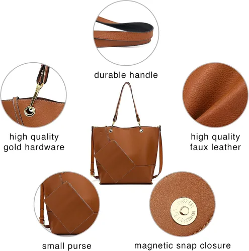 Vista 5 de Scarleton Bolso tote para mujer, bolsos y bolsos de piel sintética, bolso de hombro, bolso con asa superior, bolso Hobo con bolsa, H1035