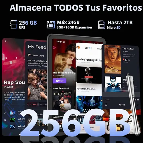 Vista 3 de Tablet 2025 de 12 pulgadas, tabletas Android 15 con teclado, 24GB+256GB+2TB Expand, pantalla 2K, Tablet PC con WiFi 5G, Octa-Core, 8000mAh, BT5.0