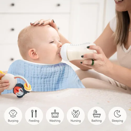 Vista 2 de Synrroe Paños de muselina grandes para eructos, paños de muselina para bebés niñas y niños, paquete de 10 extraabsorbentes y suaves de muselina, 6