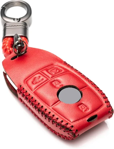 Vista 8 de Funda de llave inteligente de cuero genuino con correa de llave de cuero compatible para Mercedes-Benz A, C, E, S, CLA, CLS, GLA, GLB, GLC, GLE